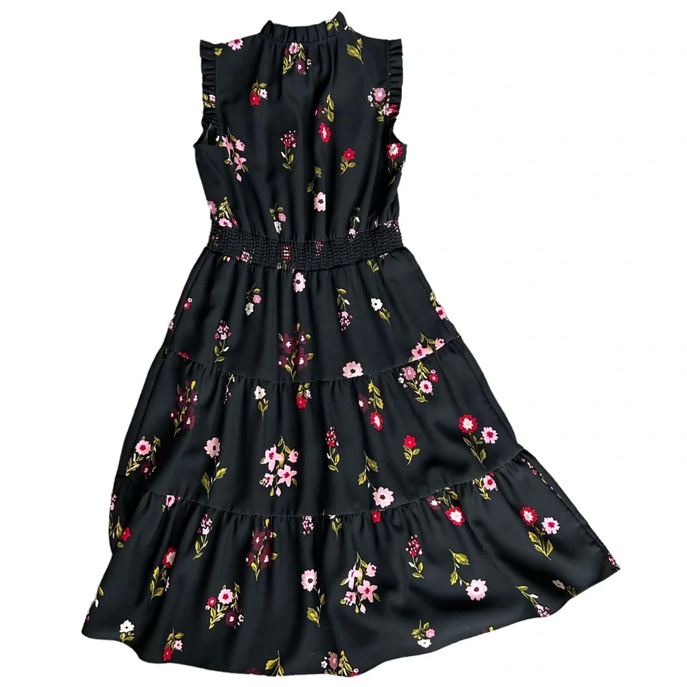 kate spade Black Floral Sleeveless Fit-and-Flare Dress